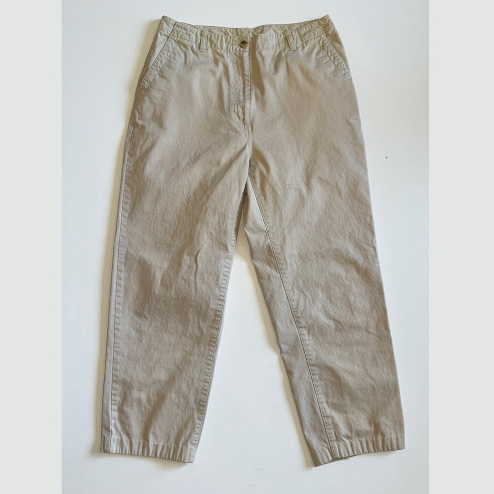 L.L. Bean Classic Preppy High Rise Relaxed Fit Pants Women's Size 10 Stone Khaki